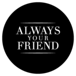 Logo Always your Friend avec fond noir et écriture blanche